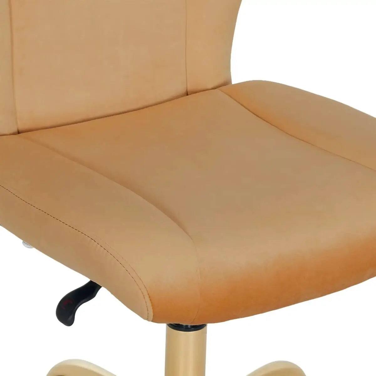 Alt View 3. Mainstays - Luxurious Plush Velvet Office Chair with Ergonomic Design and Adjustable Gold Base for Stylish Home Workspace - Gold.
