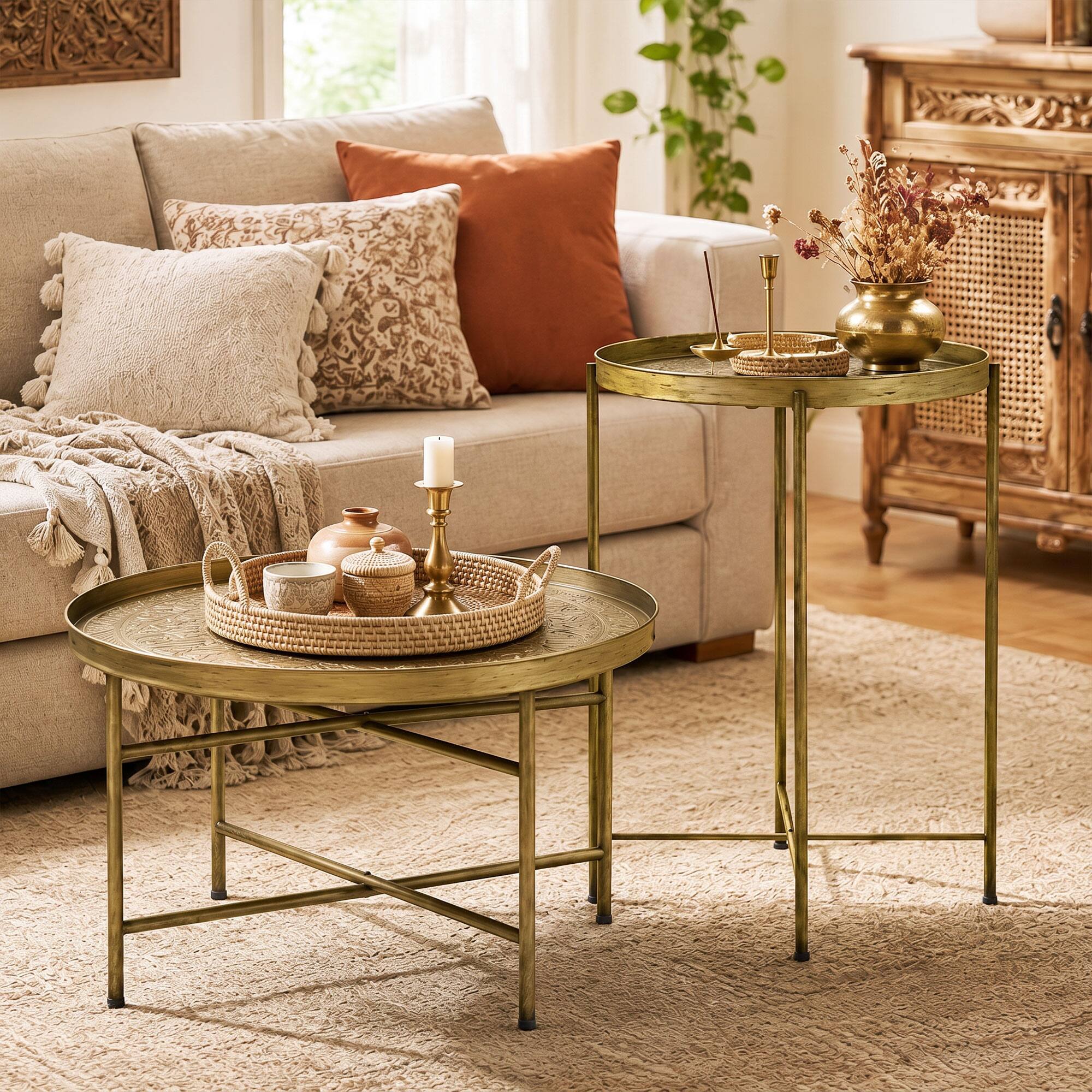 Alt View 5. Homcom - Table Set for Living Room - Gold.