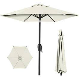 Best Choice Products - 7.5ft Heavy-Duty Outdoor Market Patio Umbrella w/ Push Button Tilt, Easy Crank - Ivory
