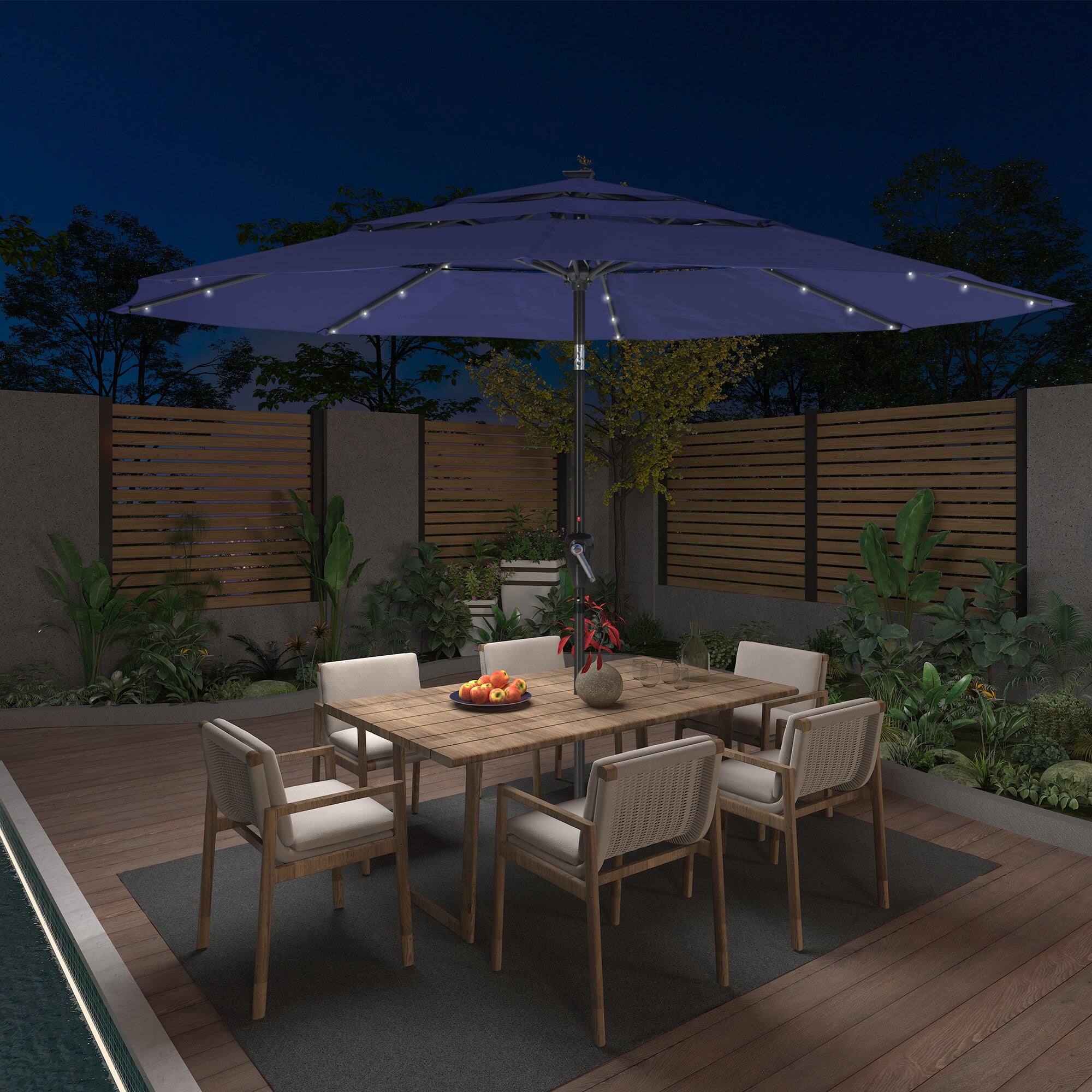 Alt View 1. Boyel Living - Aluminum Patio Market Umbrella Double or Triple Vent with Tilt - Navy.