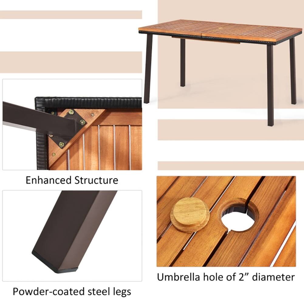 Enhanced Structure  
Powder-coated steel legs  
Umbrella hole of 2" diameter