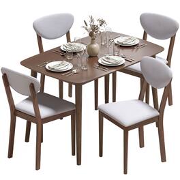 Homcom - Dining Table Set for 4, Mid-Century Modern Kitchen Table and Chairs - Light Gray