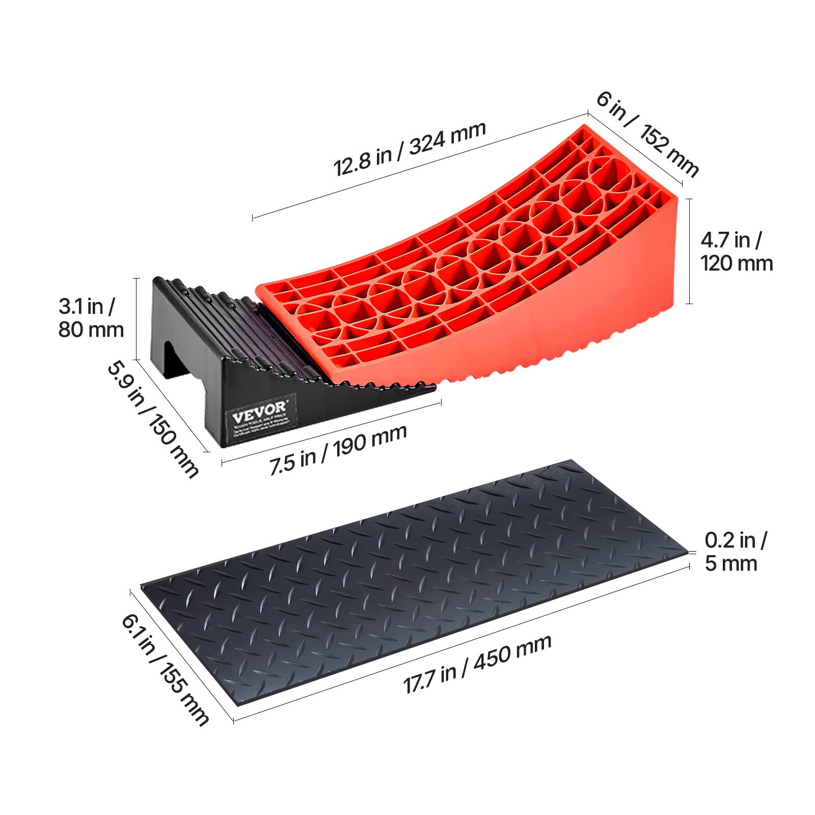 324 mm in / 12.8 in  
6 in / 152 mm  
4.7 in / 120 mm  
3.1 in / 80 mm  
5.9 in / 150 mm  
7.5 in / 190 mm  
0.2 in / 5 mm  
6.1 in / 155 mm  
17.7 in / 450 mm