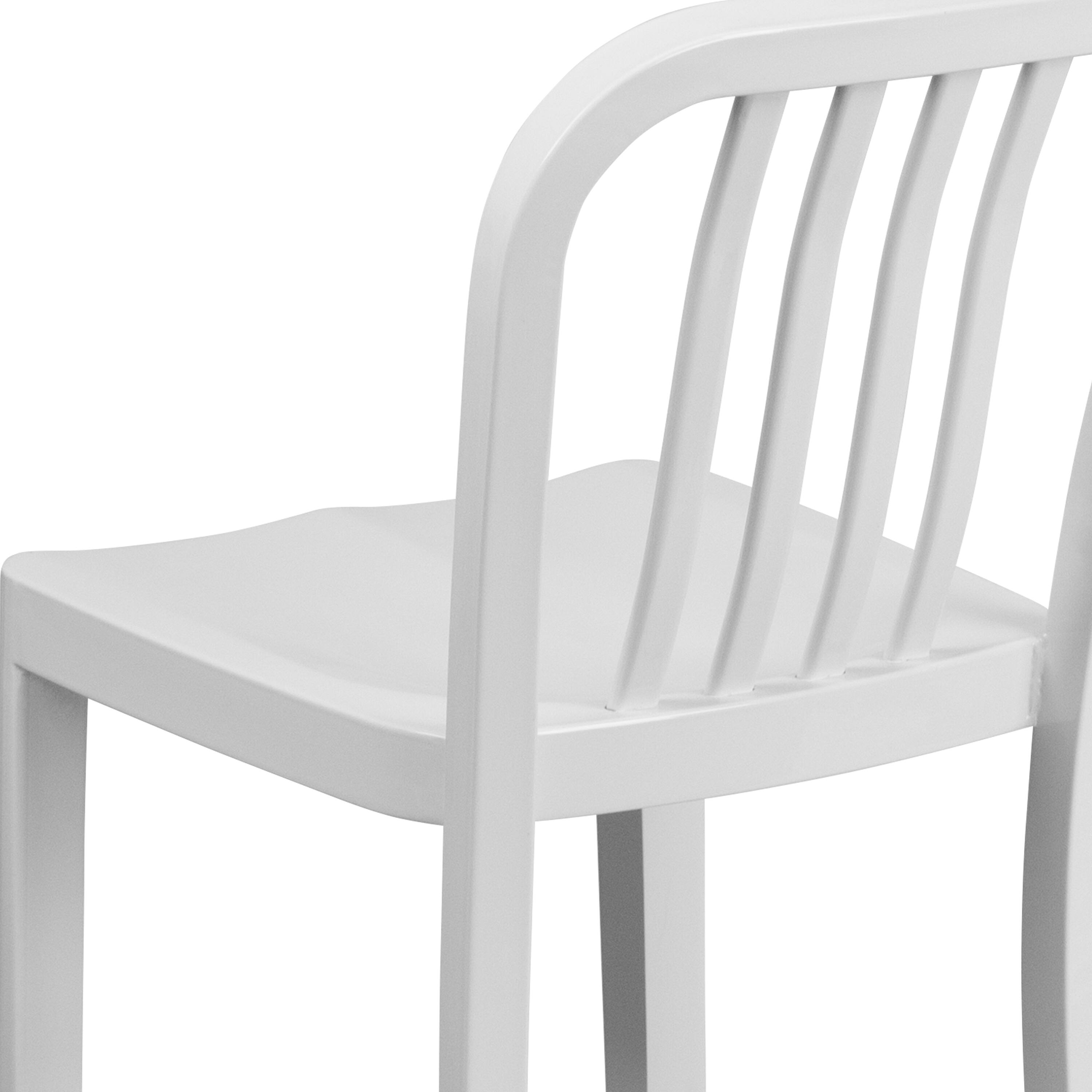 Alt View 9. Emma + Oliver - Commercial Grade 24"H Colorful Metal Indoor-Outdoor Vertical Slat Counter Stool - White.