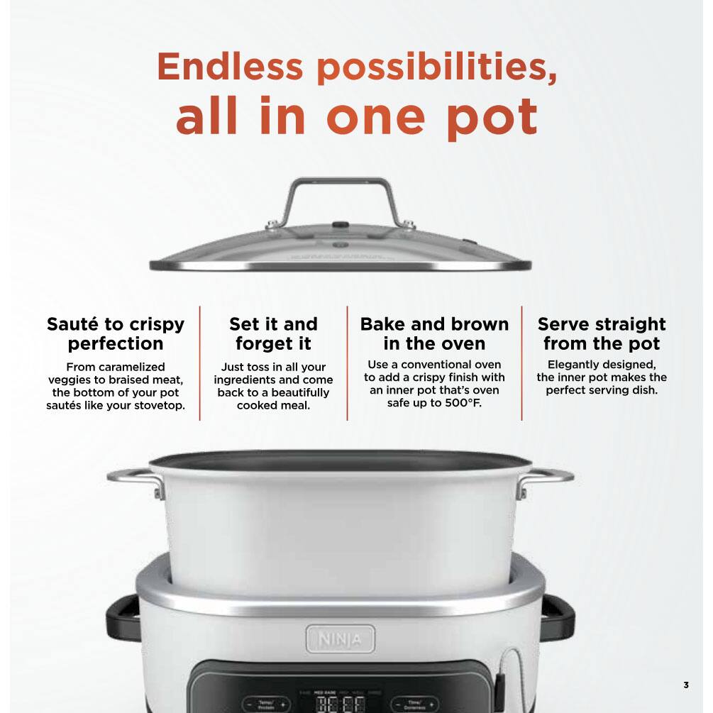 kochani20素子白1黒1L1 Ninja MC2052CO Foodi PossibleCooker PRO Plus 11 In 1 Smart Cook