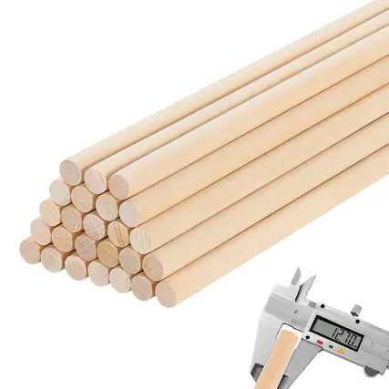 Front. VEVOR - 25Pcs Wooden Dowel Rods 1/2 x 12 Inch Natural Birch Wood Sticks Dowels, Unfinished Hardwood Sticks for Craft - Wood color.