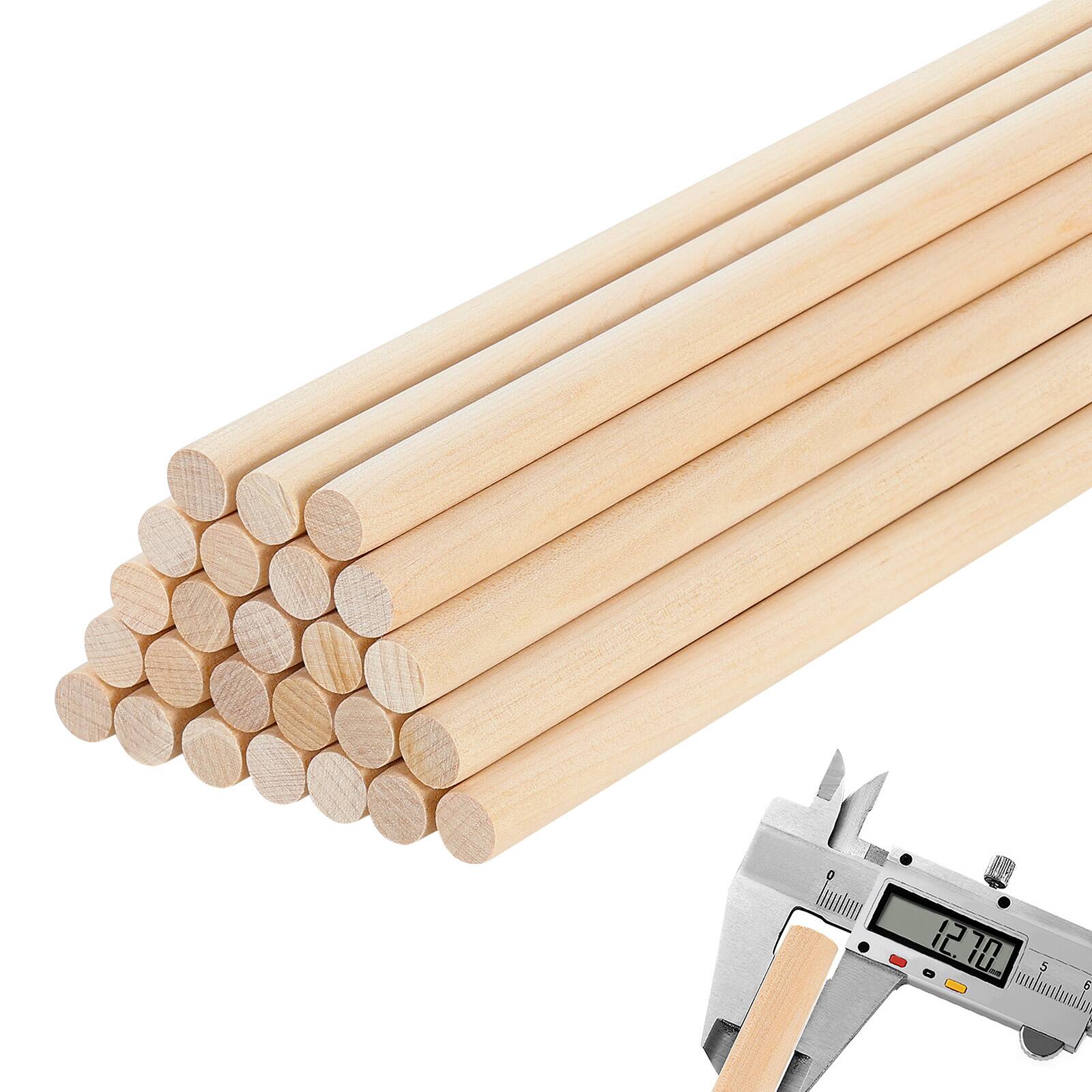 Front. VEVOR - 25Pcs Wooden Dowel Rods 1/2 x 12 Inch Natural Birch Wood Sticks Dowels, Unfinished Hardwood Sticks for Craft - Wood color.