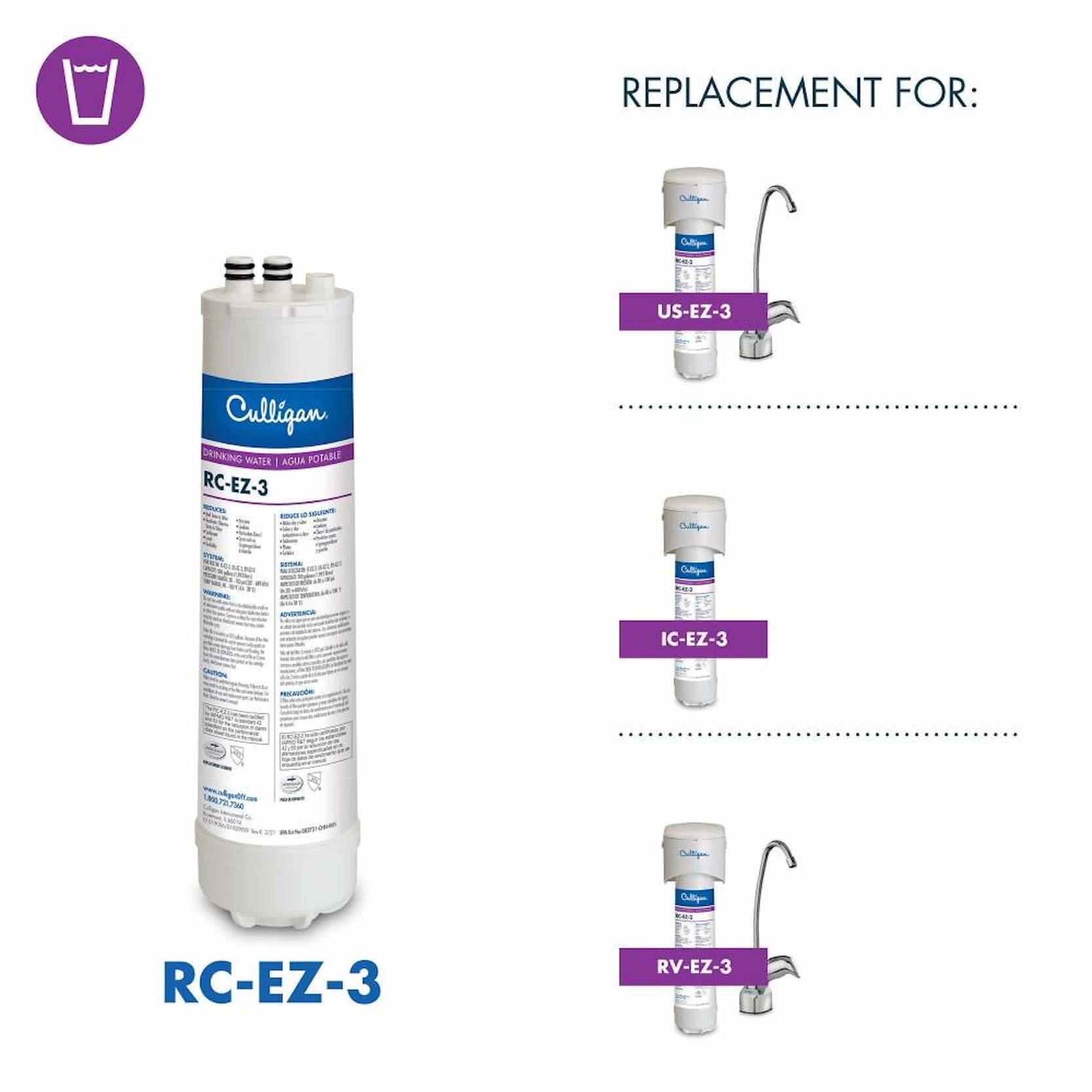 Alt View 12. Culligan - Culligan EZ-Change Replacement Advanced Filtration Water Filter Cartridge - White.