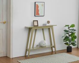 Kings Brand Furniture - Conway Console Table Functional Narrow Wood Accent Entryway Table with Storage Shelf - Open Orange