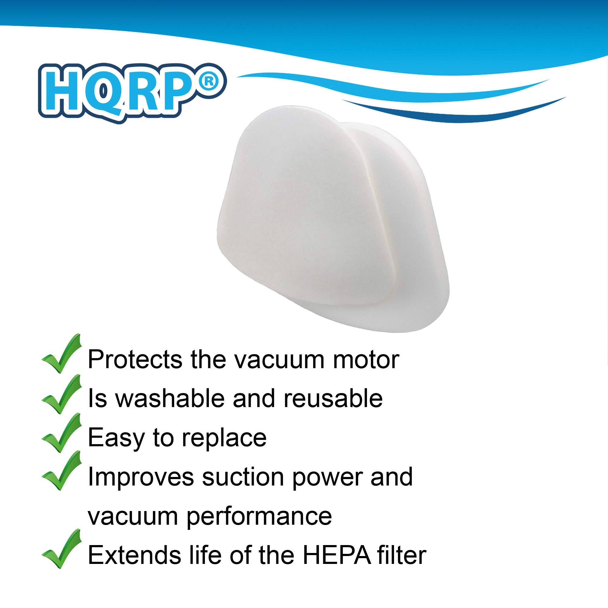HQRP®

- Protects the vacuum motor
- Is washable and reusable
- Easy to replace
- Improves suction power and vacuum performance
- Extends life of the HEPA filter