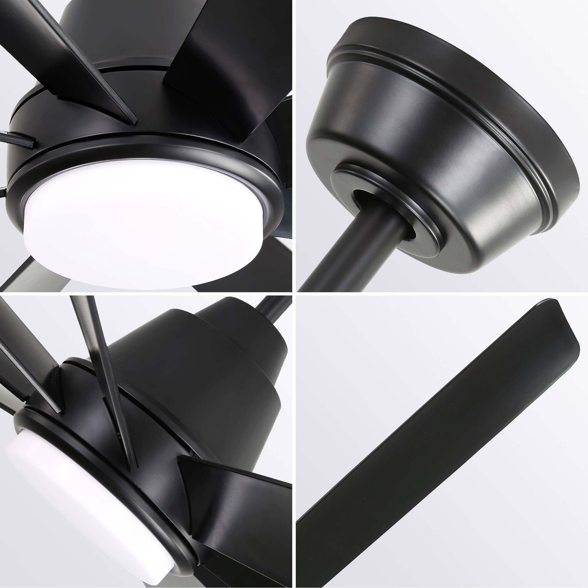 Alt View 4. GreenEver - 72" Matte Black DC Ceiling Fan: Dimmable 3-Color LED, Quiet Reversible Motor, 6-Speed Remote for Large Indoor & Patios - Black.