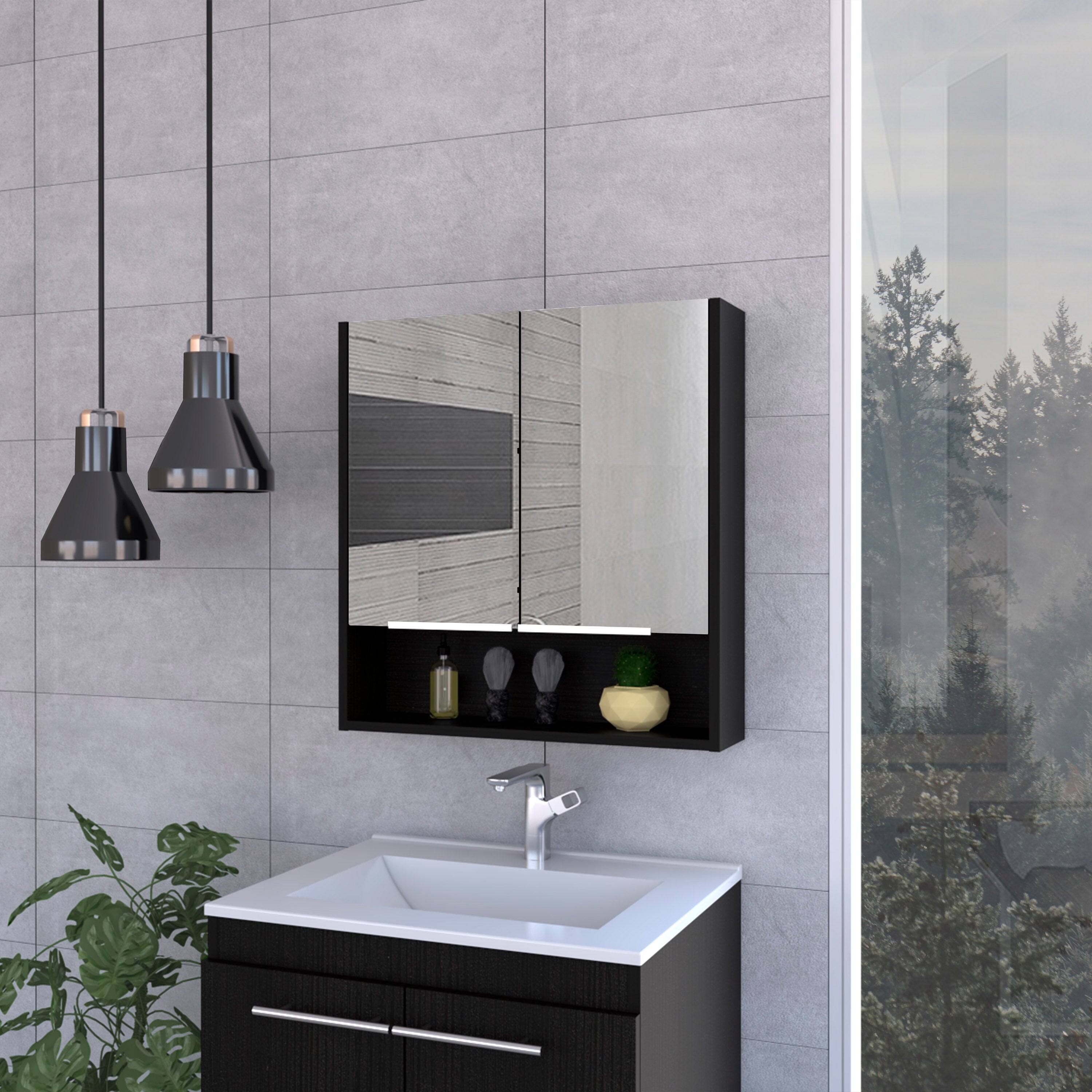 Angle. Treevol Furniture - Lexington Medicine Cabinet ,Bathroom,Black - Black.