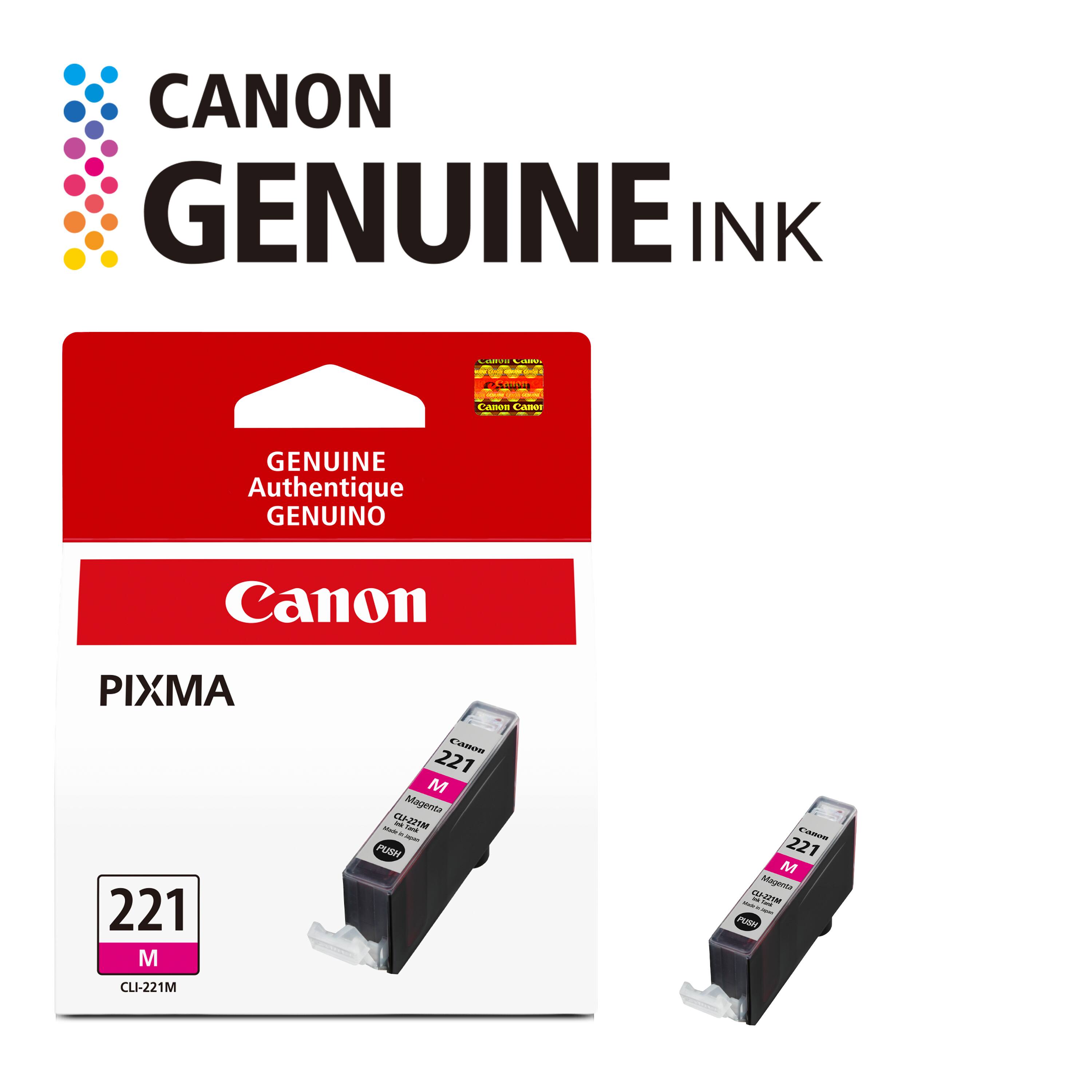 CANON GENUINE INK

Canva Comy

Canon Canor
GENUINE Authentique GENUINO
Canon
PIXMA 221 M CLI-221M
Canon 221 M Magenta Made CLI-221M Sela Tack PUSH
Canon 221 M Magenta - CLI-221M - PEISH