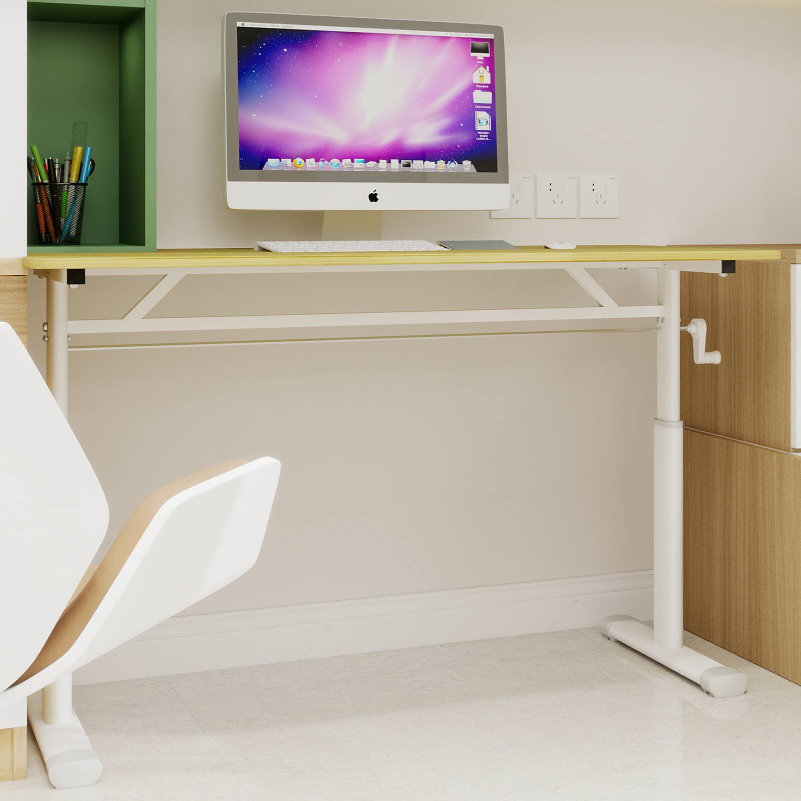 Alt View 5. GOODSILO - 47.24" Adjustable Height Desk - Ergonomic Sit Stand Home Office Study Table, Compact Design - Wood.