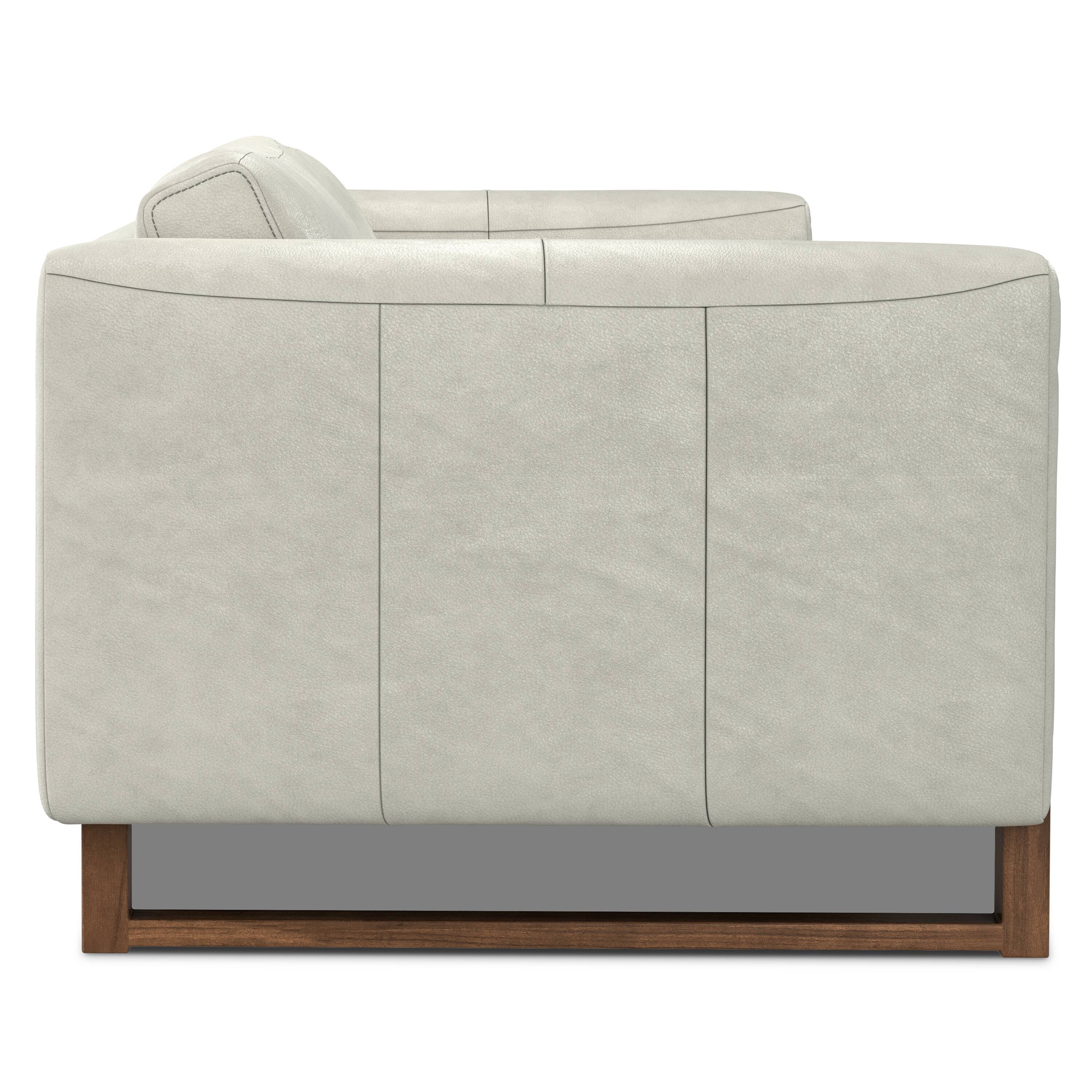 Alt View 1. Simpli Home - Richard Modern Contemporary 83 inch Wide Sofa in Light Smoke Grey Genuine Leather - Light Smoke Grey.