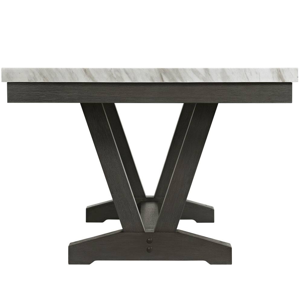 Alt View 1. Elements - Everdeen Transitional Dining Table with Faux Marble Top and Trestle Base - Charcoal.