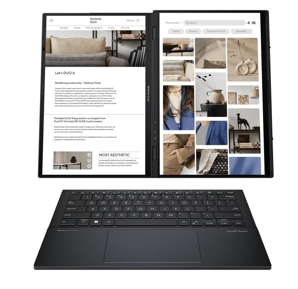 ASUS Zenbook DUO 2 in 1 Laptop 14.0 WUXGA Display (Intel Ultra 9
