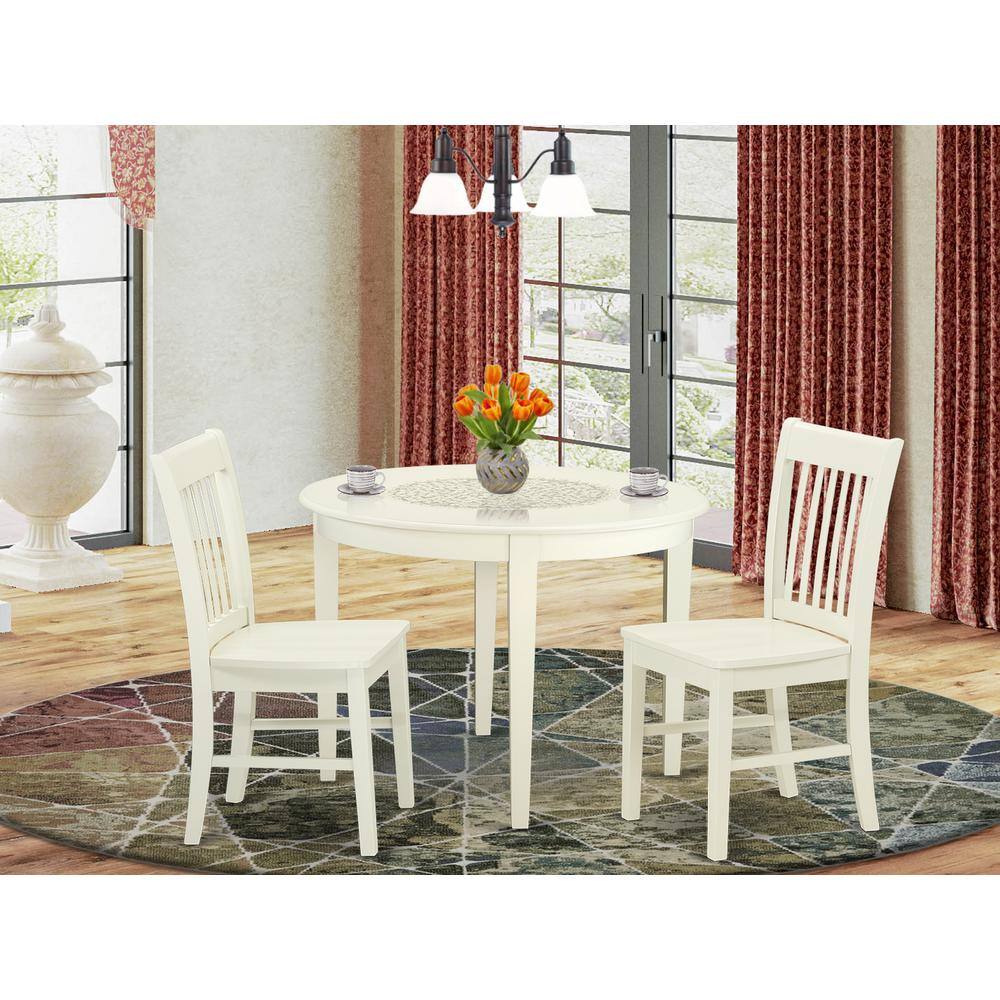 Left. East West Furniture - Dining Room Set Linen White - Brown.