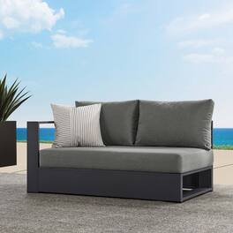 Tahoe Outdoor Patio Powder-Coated Aluminum Modular Left-Facing Loveseat by Modway - Gray Charcoal
