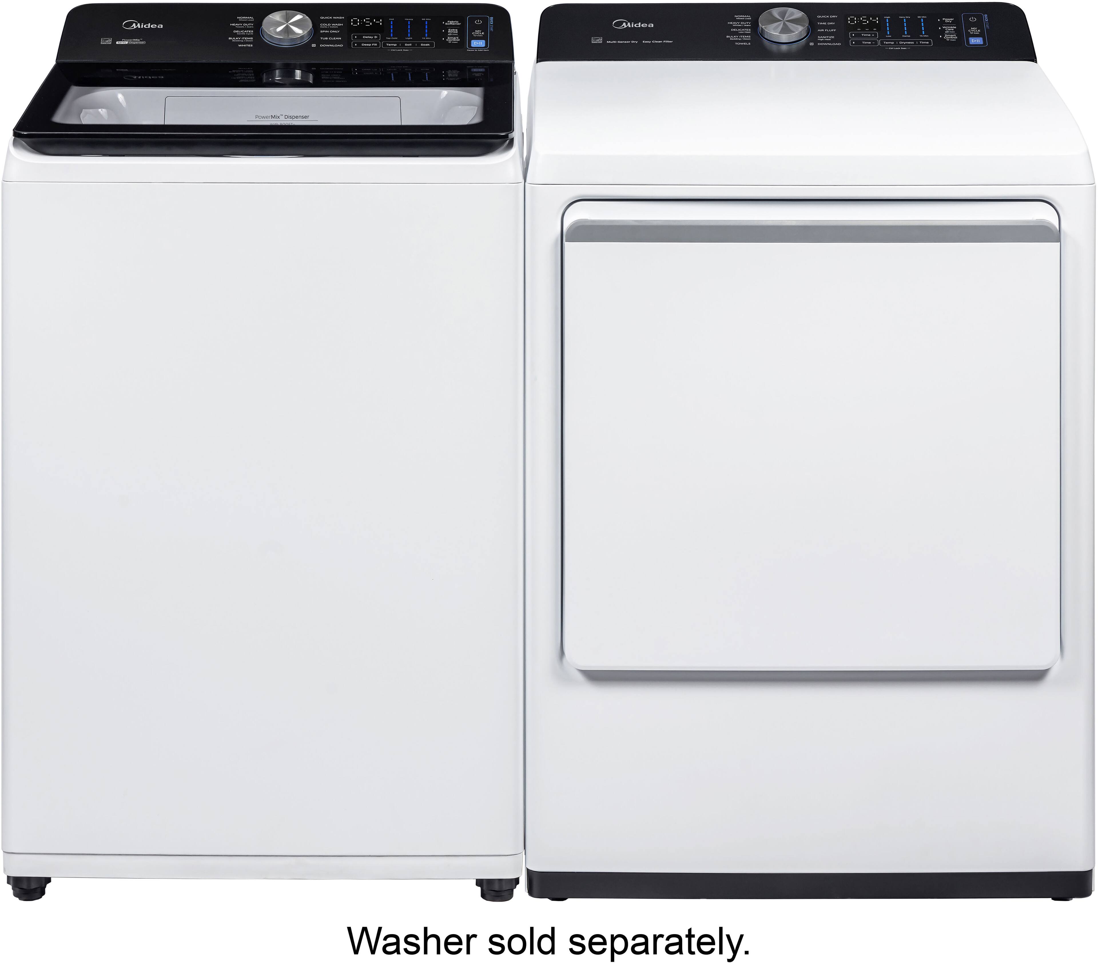 Midea  
COMOCLANCES MAGRIESE.COM  
- CROUNO:  
BOOK  

Washer sold separately.