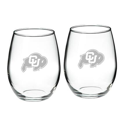Front. Jardine - Colorado Buffaloes 2-Piece 21oz. Stemless Wine Glass Set - Multicolor.