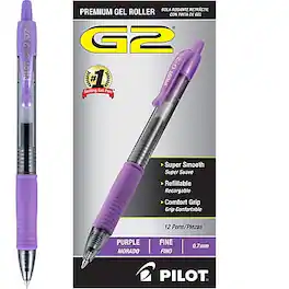 Pilot - G2 Retractable Gel Pens, Fine Point, Dozen - Purple Ink