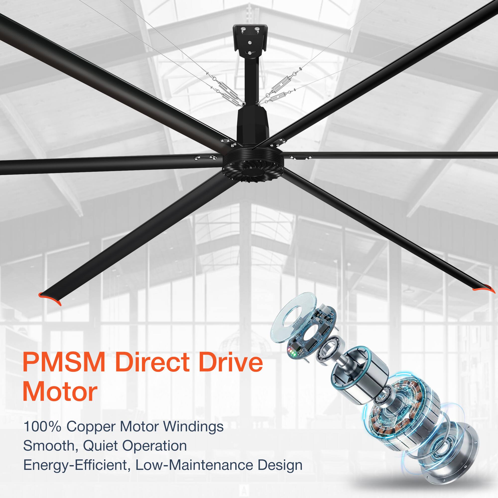 PMSM Direct Drive Motor  
100% Copper Motor Windings  
Smooth, Quiet Operation  
Energy-Efficient, Low-Maintenance Design