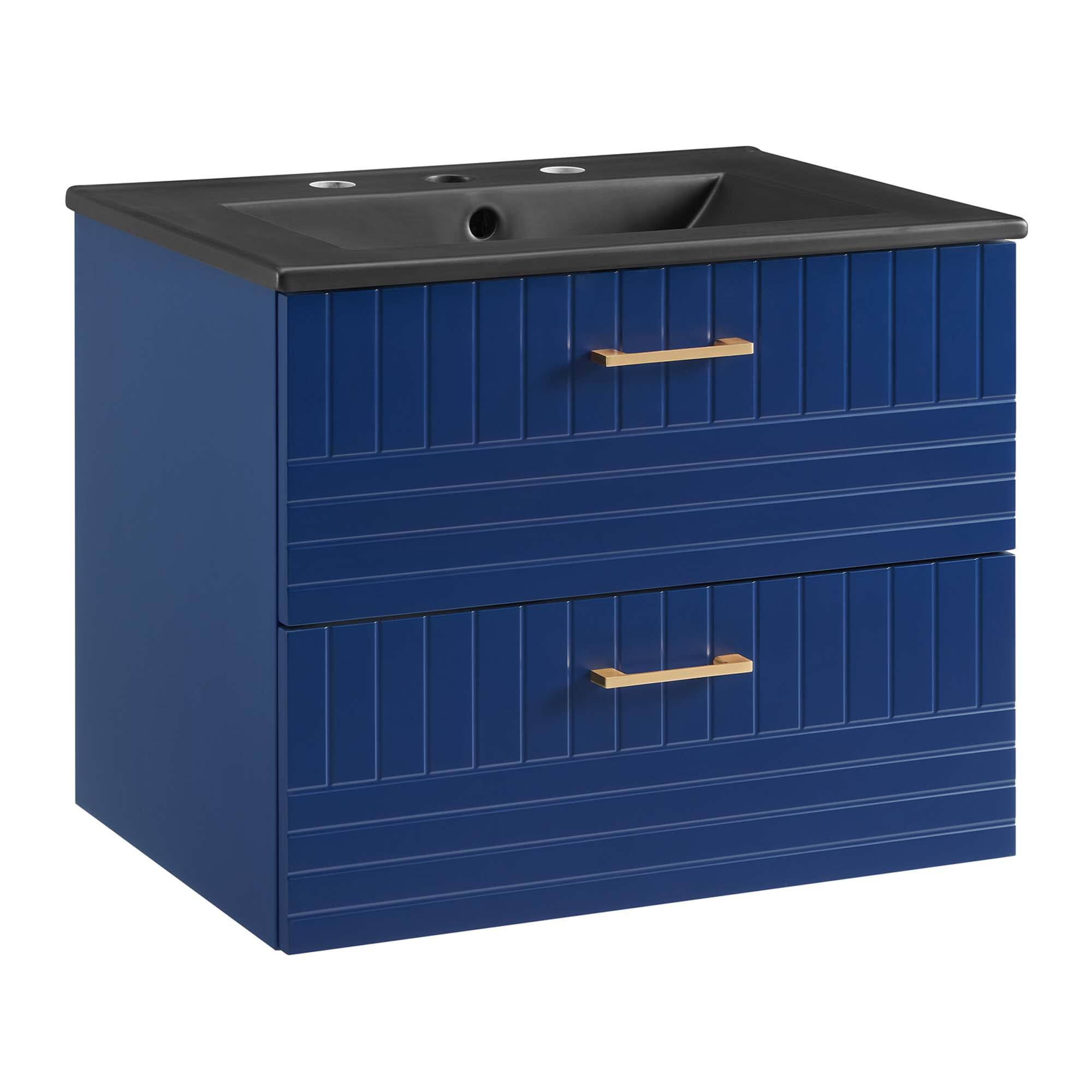 Angle. Modway - Daybreak Wall-Mount Bathroom Vanity Basin Included by Modway - Blue Black.