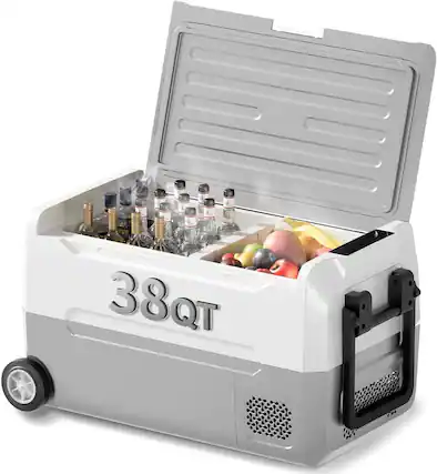 Front. Circus Cirle - 38QT(35L) Portable Car Refrigerator - Grey.