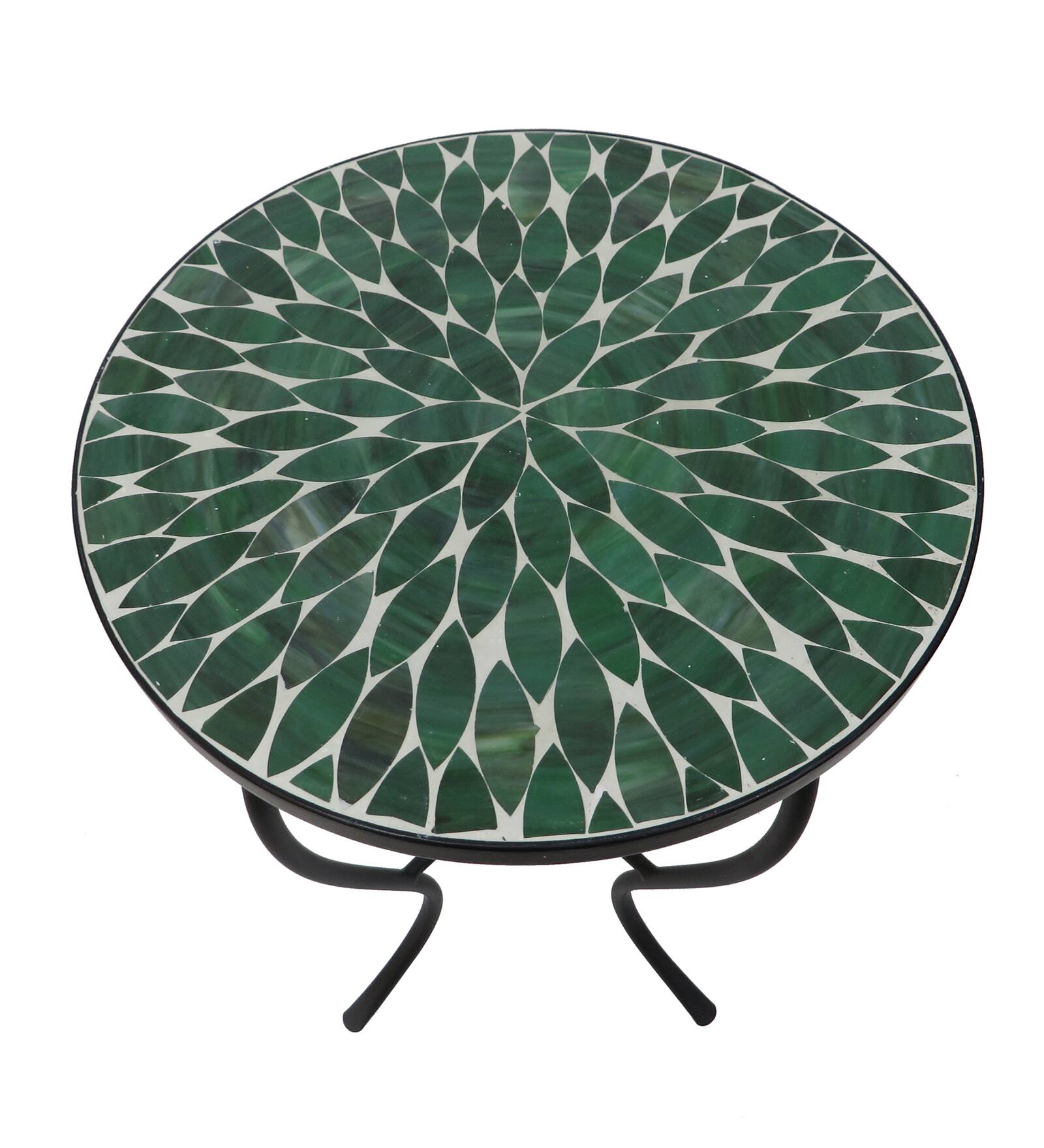 Angle. Jiallo - Mosaic Art Collection Leave Green Accent Table - Green.