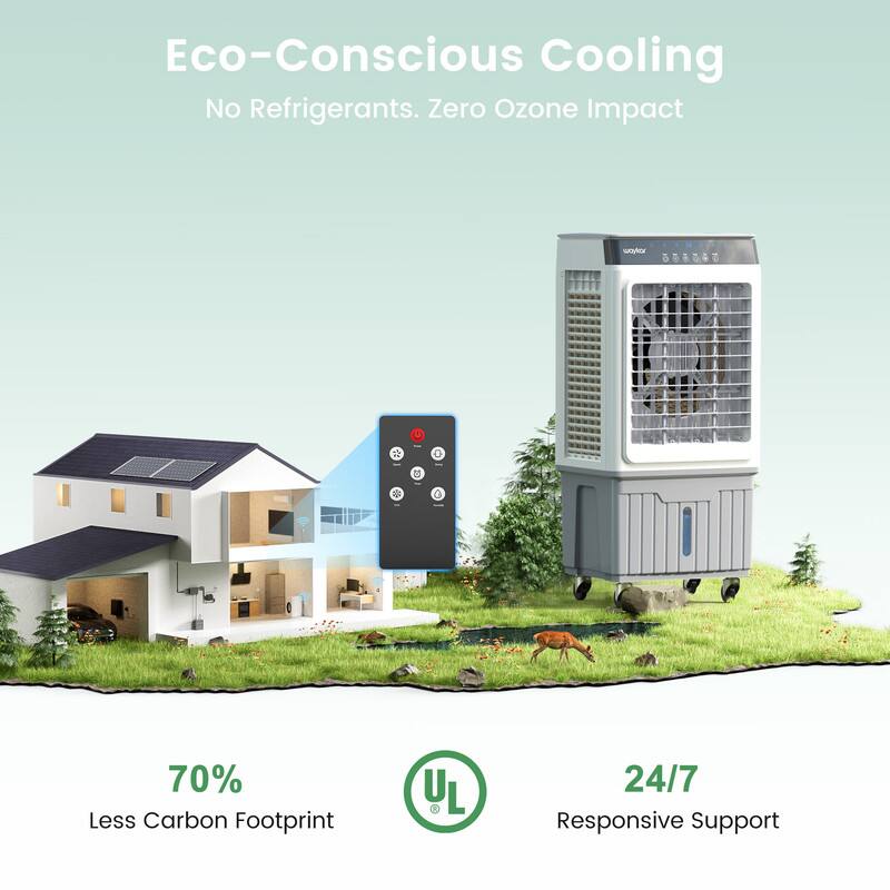 Eco-Conscious Cooling  
No Refrigerants. Zero Ozone Impact  

70% Less Carbon Footprint  

24/7 Responsive Support
