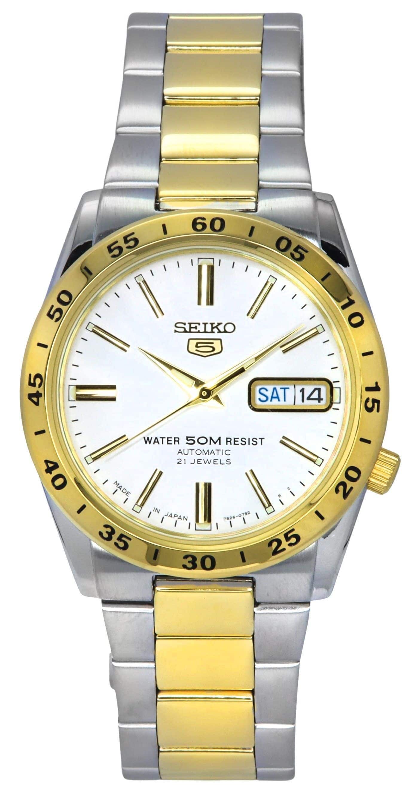 SEIKO5 ゴールド×ホワイト　未使用 Seiko 5 Two Tone Stainless Steel White Dial 21 Jewels Automatic