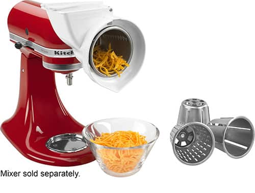 KitchenAid - Rotary Slicer/Shredder Attachment for Most KitchenAid Stand Mixers - White - Angle