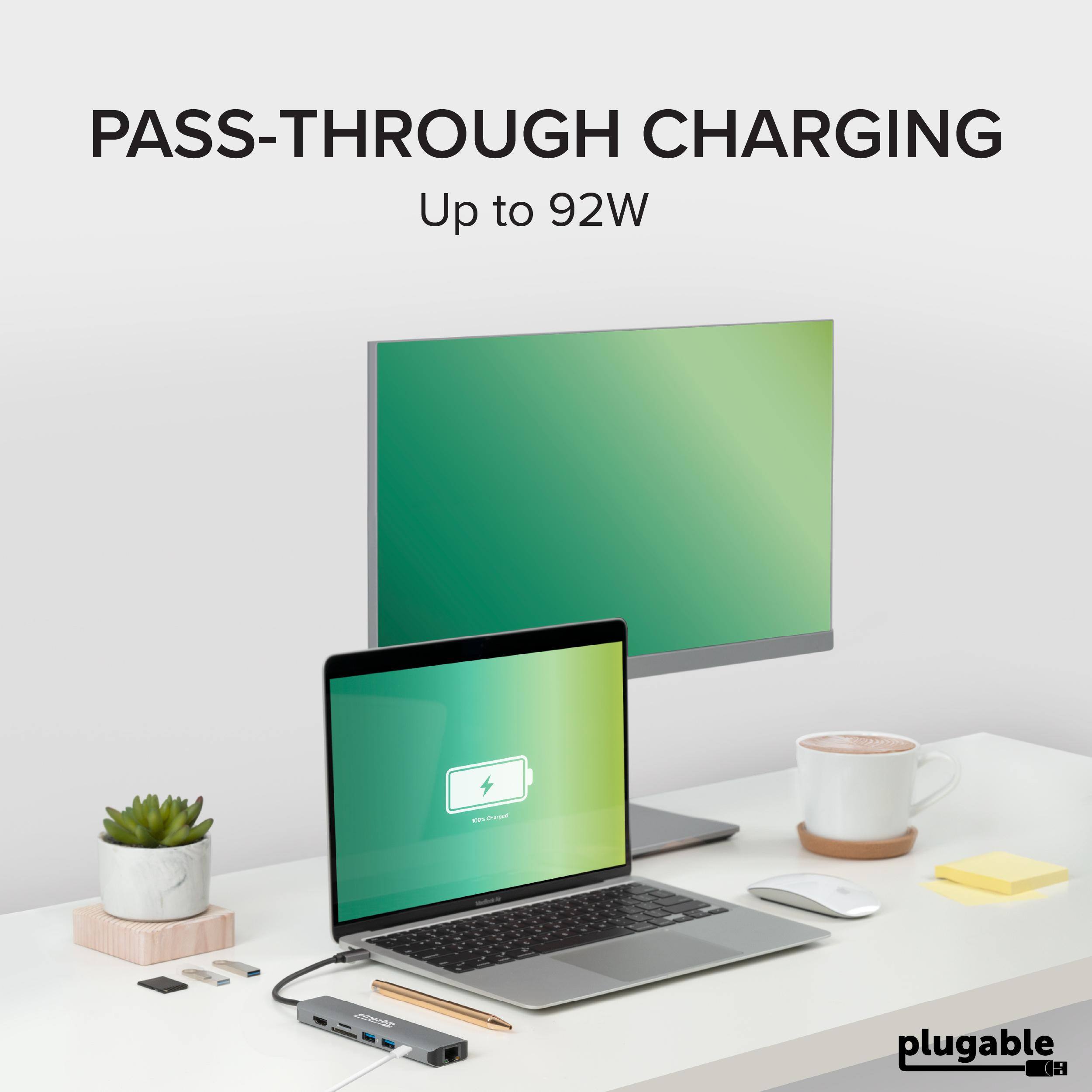 PASS-THROUGH CHARGING  
Up to 92W  

plugable