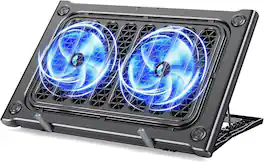 Luckbyte - Adjustable Laptop Cooling Pad with Dual Silent Fans, 6 Speed Levels & LCD Display, USB Powered Stand for 10-15.6"