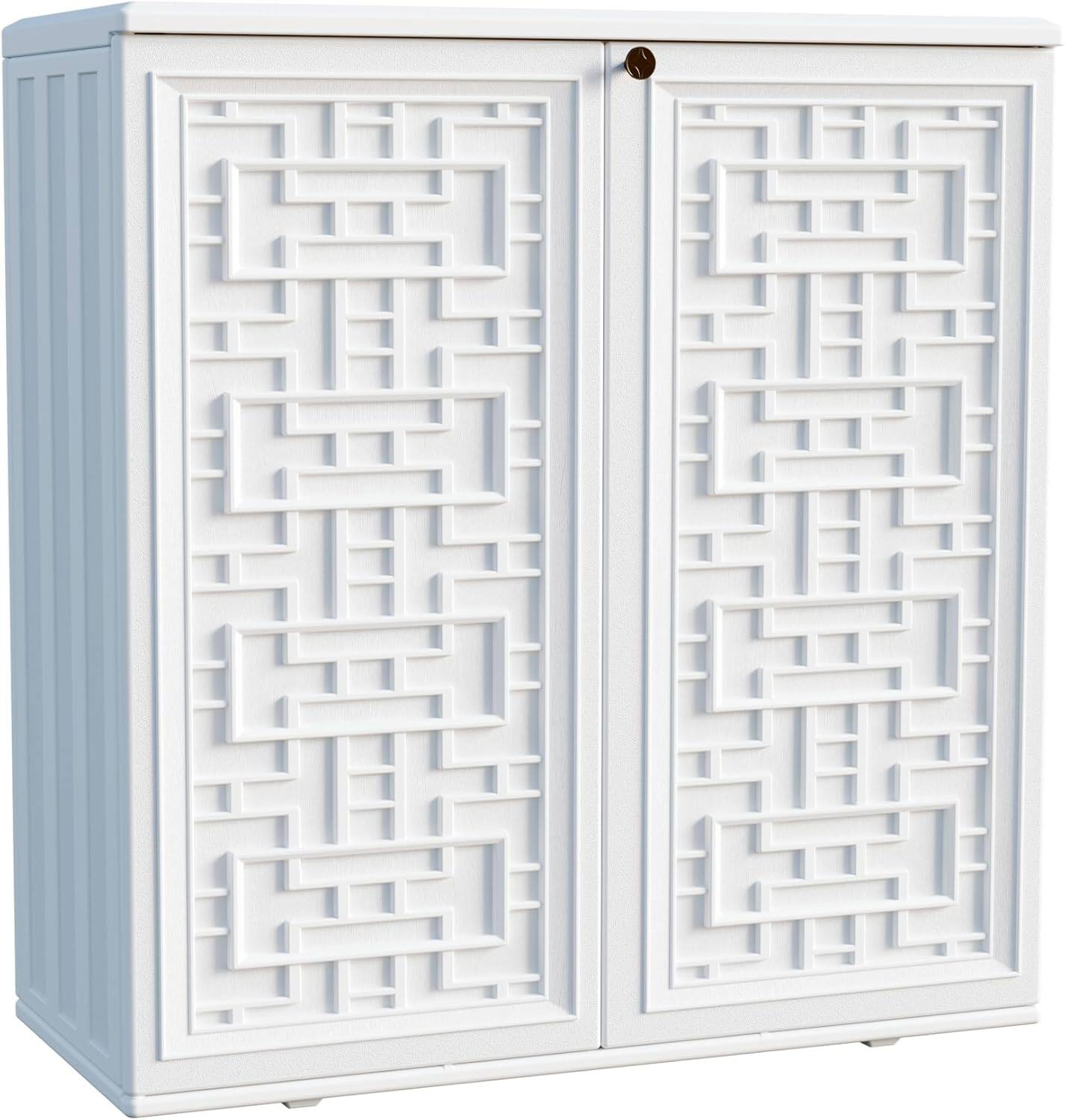 Yardgrace - 37 Inch Outdoor Storage Shed Weather Resistance, Horizontal Outdoor Storage Box Cabinet for Garden, Patios, Backyards - White price history on PriceWatchPro