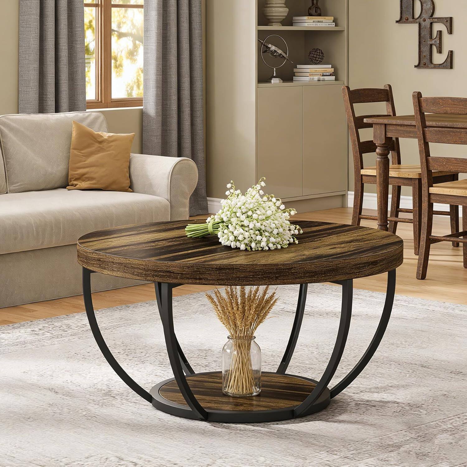 Tribesigns Coffee Table with Engineered Wood Construction, Storage ...