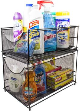 Sorbus - Sorbus® Cabinet Organizer Set —Mesh Storage Organizer with Pull Out Drawers—Ideal for Countertop, Cabinet, Pantry - Black