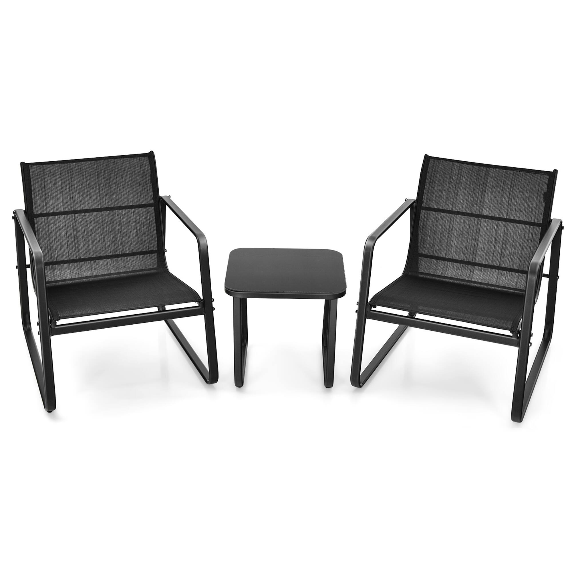 Alt View 1. Gymax - Gymax 3PCS Patio Bistro Set Conversation Furniture Set w/ Fast-Drying Fabric - Black.