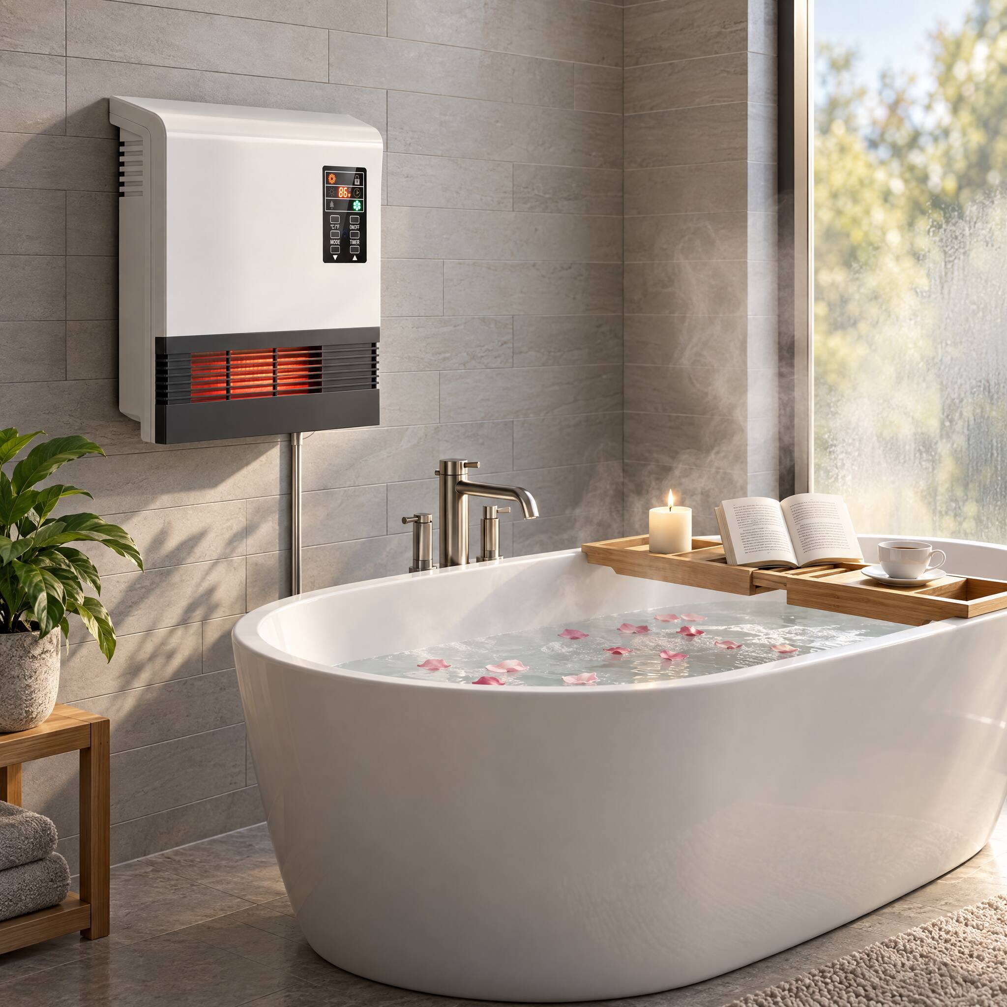 Back. Airo Comfort - Electric Space Heater Wall-Mounted and Standing Infrared Room Heater in White - White.