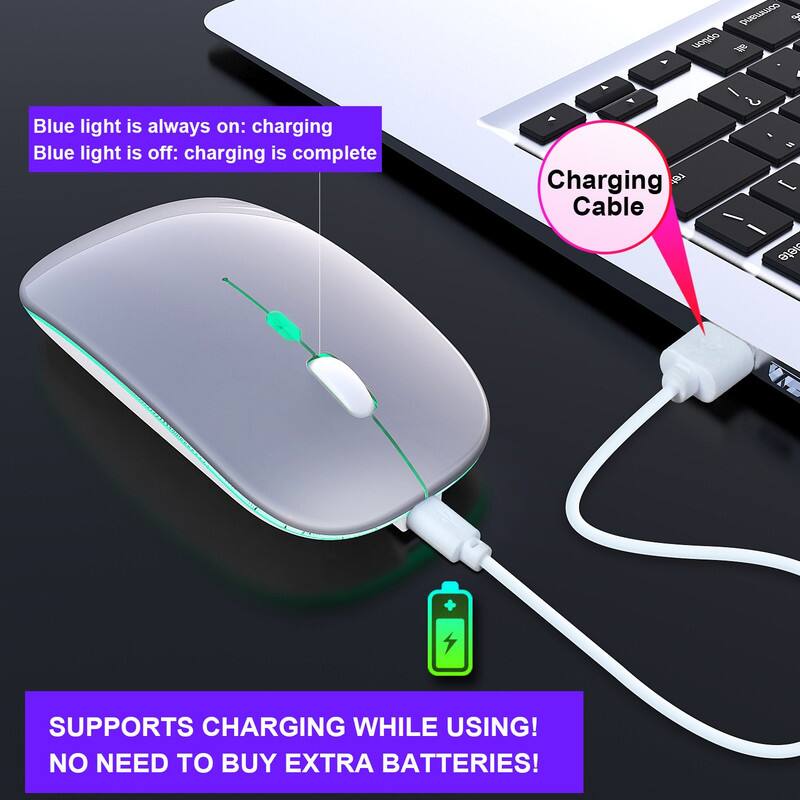 Blue light is always on: charging  
Blue light is off: charging is complete  

SUPPORTS CHARGING WHILE USING!  
NO NEED TO BUY EXTRA BATTERIES!