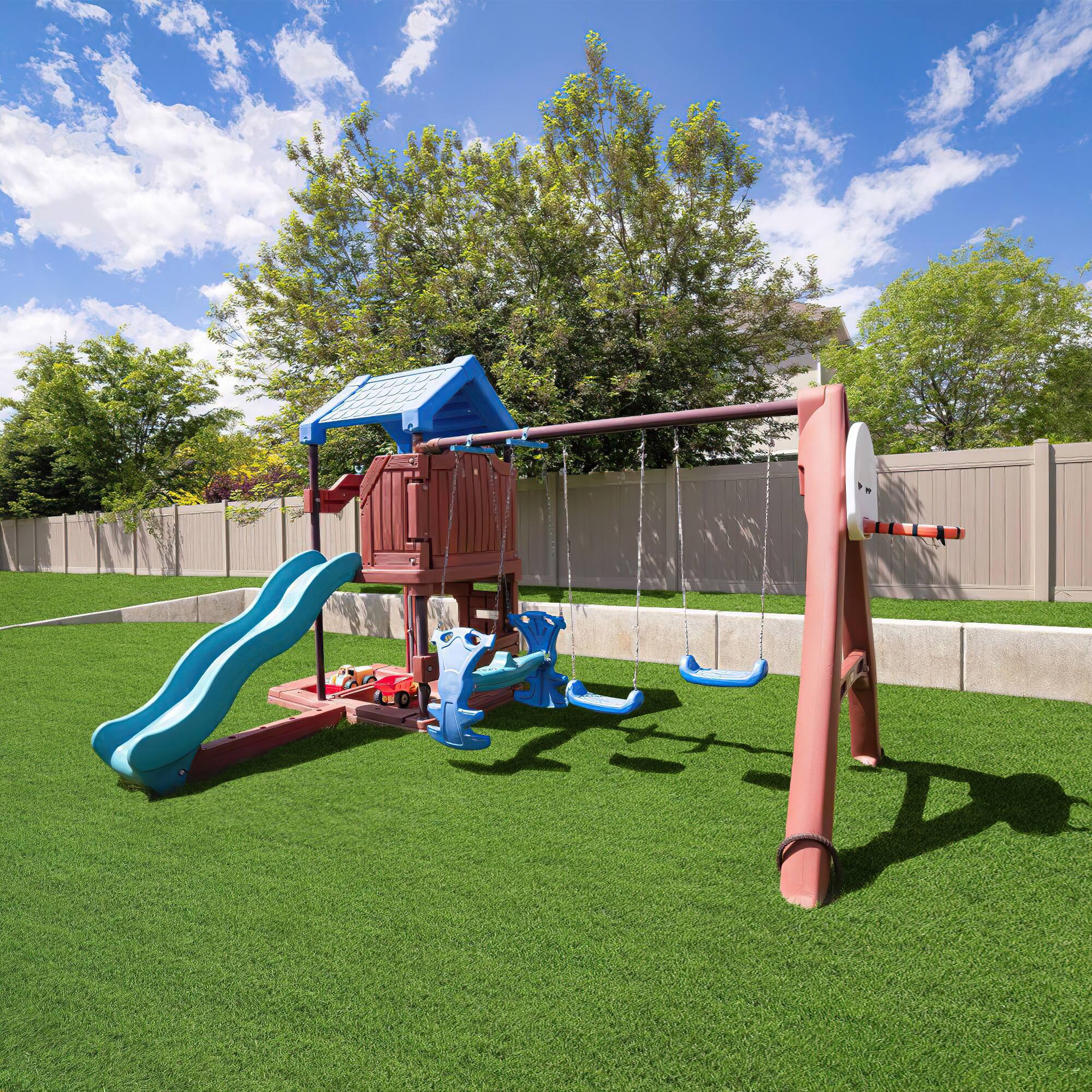 Angle. Famapy - Artificial Grass Rug 10x6.5ft Fake Turf Lawn Carpet with 1" Pile Height for Indoor Outdoor Balcony Patio Garden Pets - Green.