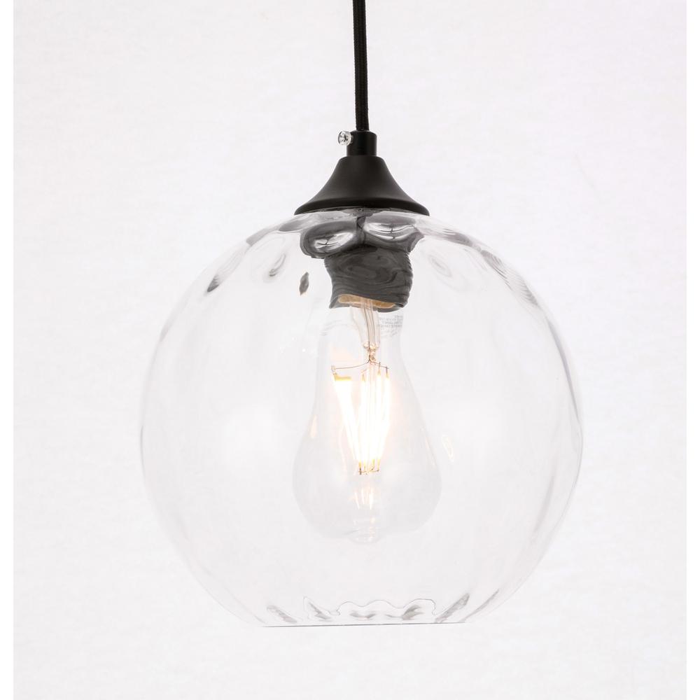 Alt View 3. Living District - Cashel 1 light Black and Clear glass pendant - Black And Clear Glass.