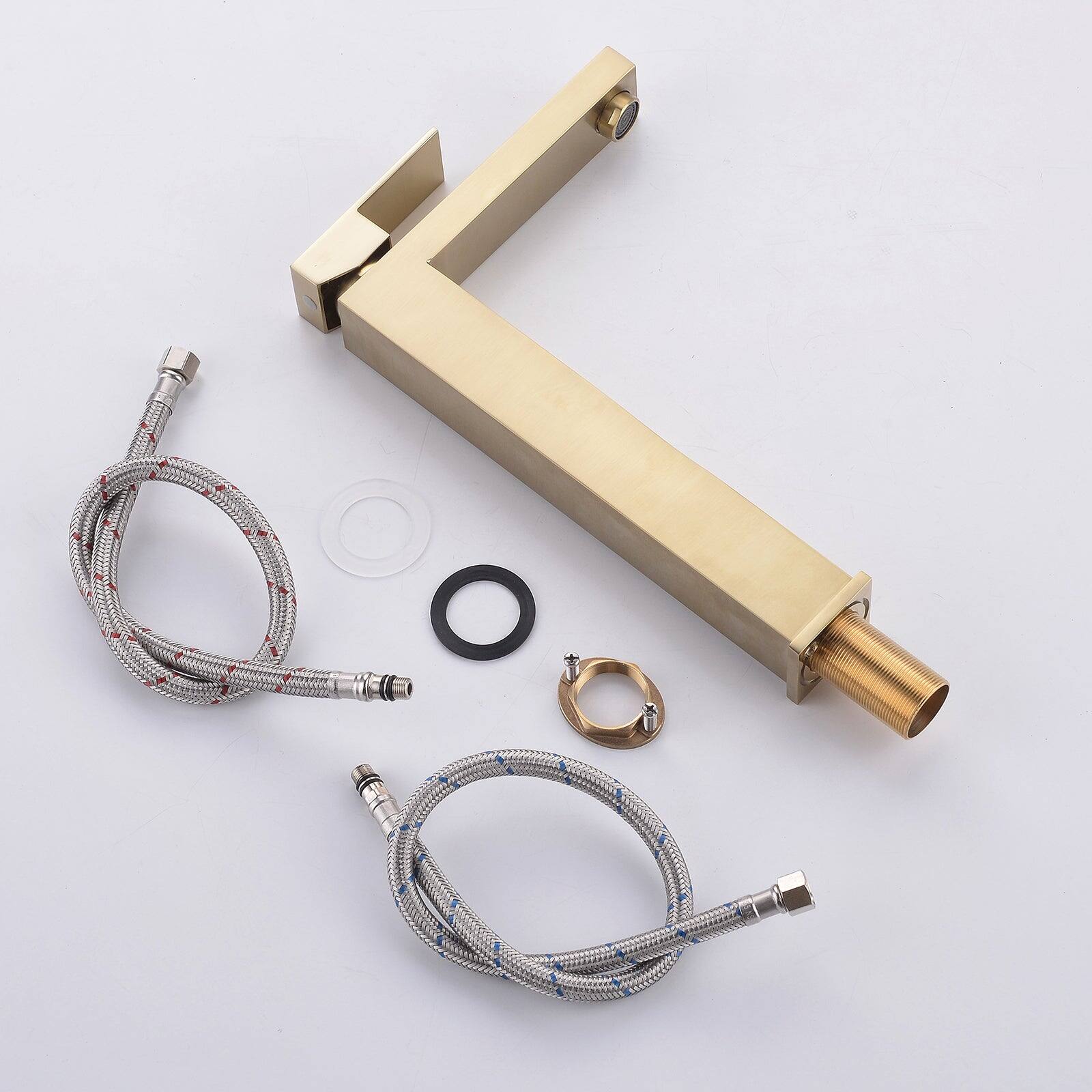 Alt View 2. Boyel Living - Single Handle Single Hole Tall Bathroom Faucet Brushed Gold with Supply Lines Modern Durable Easy Install - Brushed Gold - Tall.