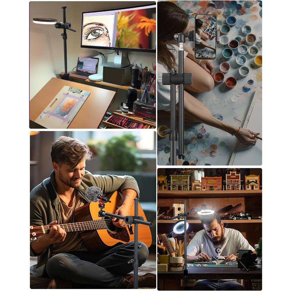 Angle. MOSZAR LLC - Camera Arm Desk Mount with 360° Adjustable Clamp & Ballhead – Black.