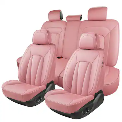 Front. VEGA AUTOMOTIVE - Car Seat Covers Full Set Breathable And Waterproof Faux Leather Automotive For Cars Luxury Universal Fit Suv - B-Beige Front Seat.