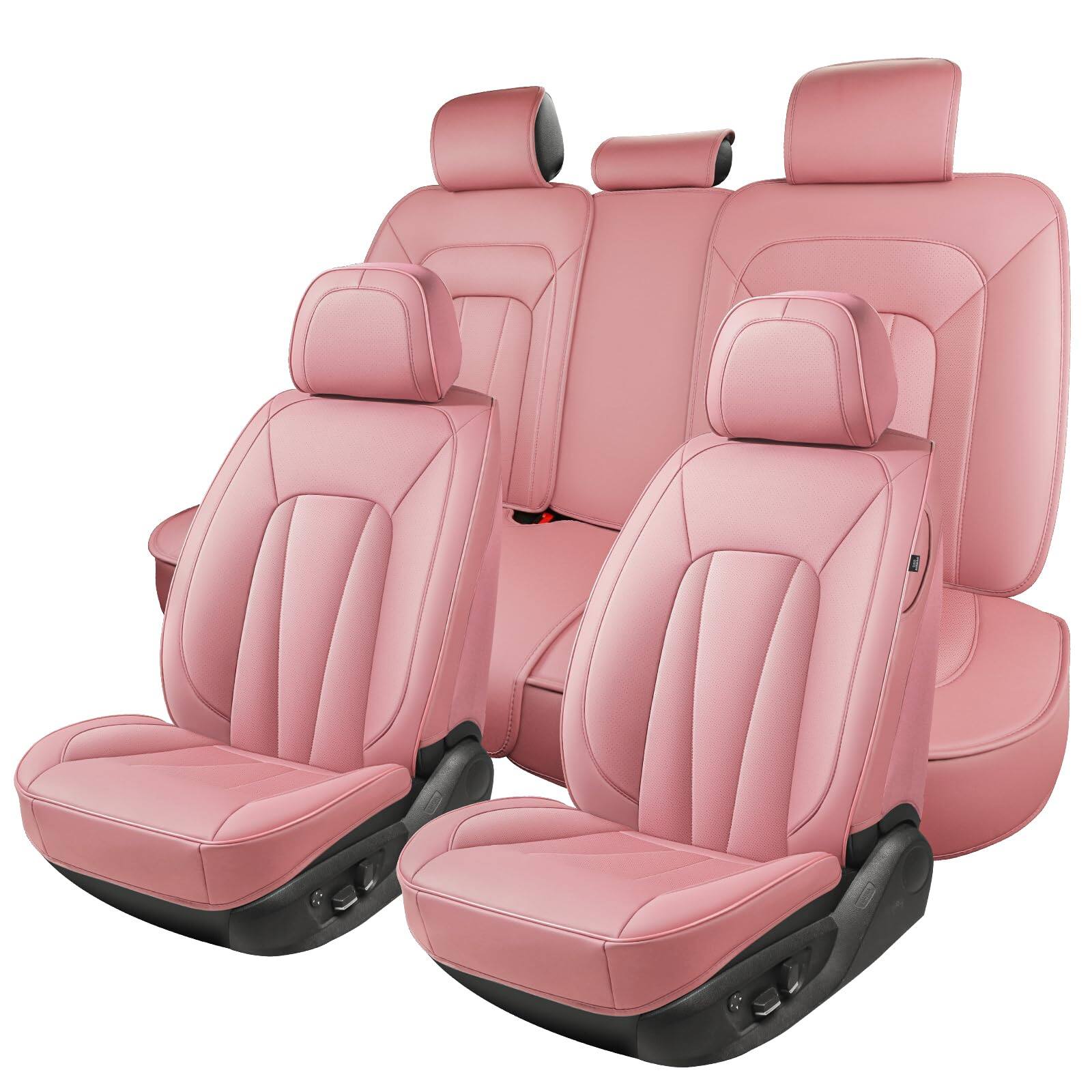 Front. VEGA AUTOMOTIVE - Car Seat Covers Full Set Breathable And Waterproof Faux Leather Automotive For Cars Luxury Universal Fit Suv - B-Beige Front Seat.