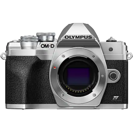 Front. Olympus - OM-D E-M10 Mark IV 4K Video Mirrorless Camera (Body Only) - Silver.