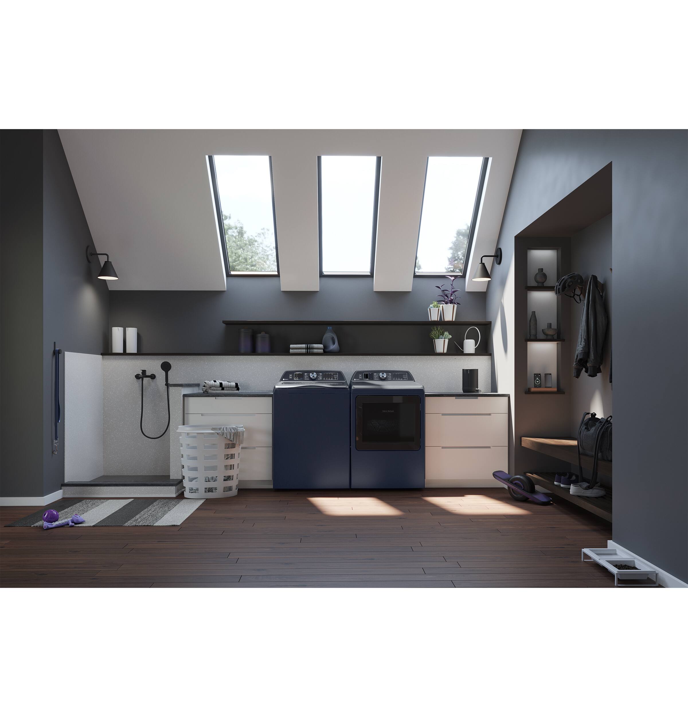 Alt View 14. GE Profile - 5.4 Cu. Ft. High-Efficiency Smart Top Load Washer with Adaptive SmartDispense - Sapphire Blue.