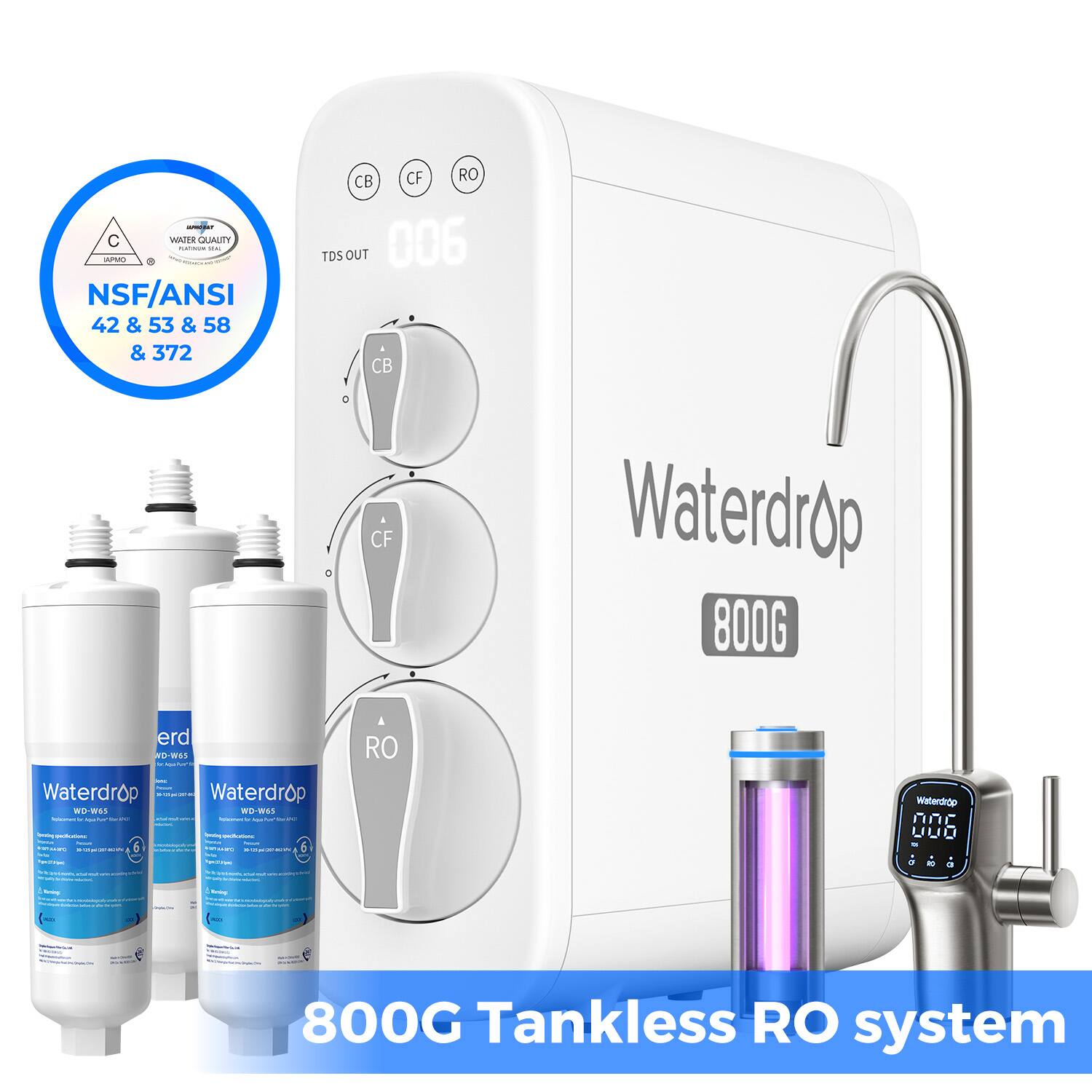 Waterdrop - G3P800 Reverse Osmosis System Extra WD-AP431-3 Scale inhibition filter - White